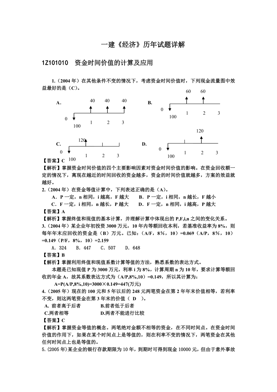 一建《经济》历年试题详解_第1页