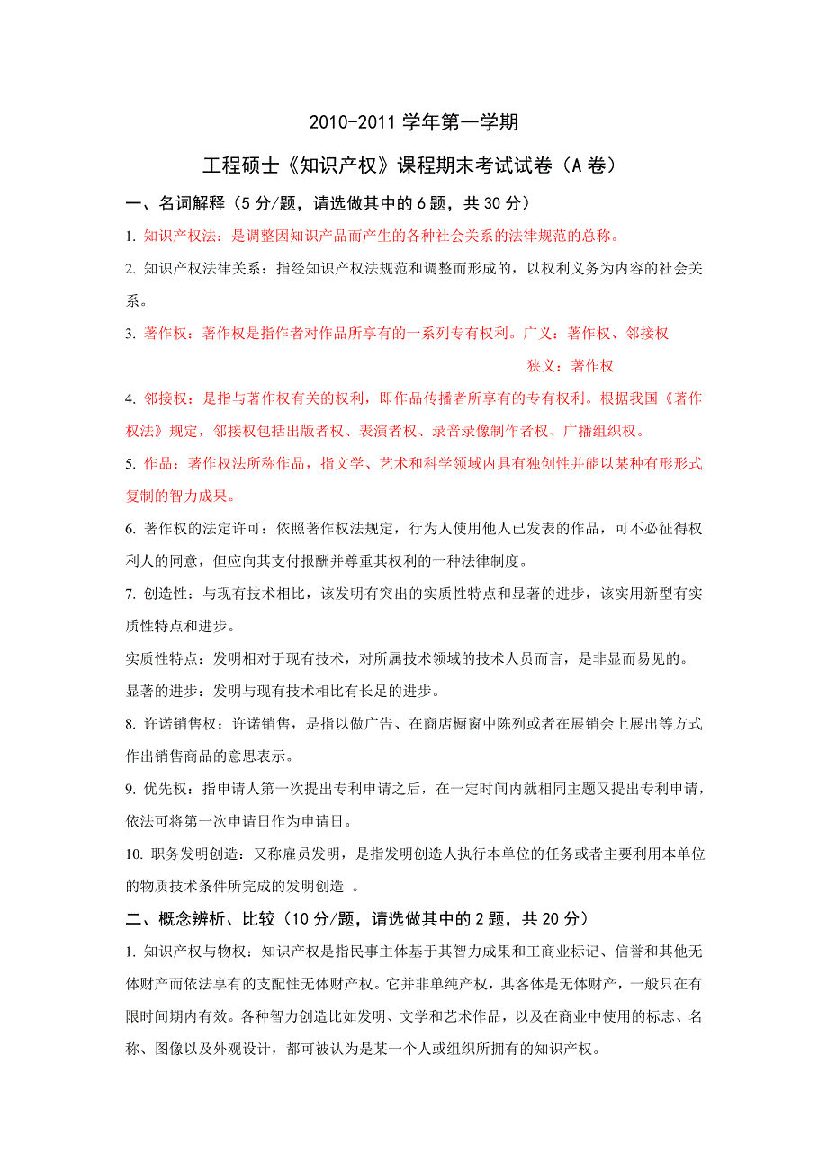 知识产权法试题——审定版AB卷_第1页