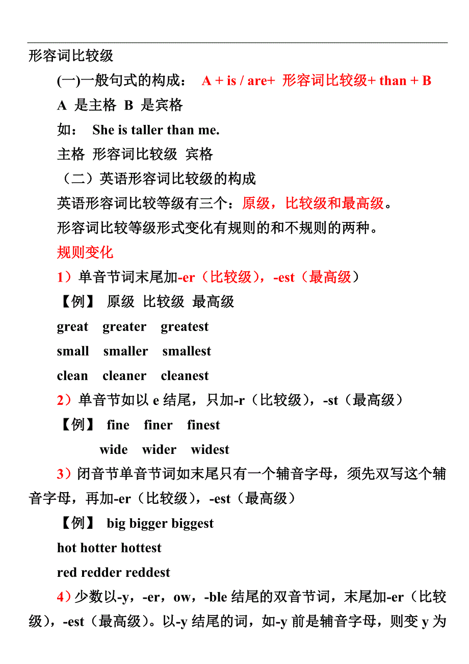 初中英语形容词比较级最高级以及练习题_第1页