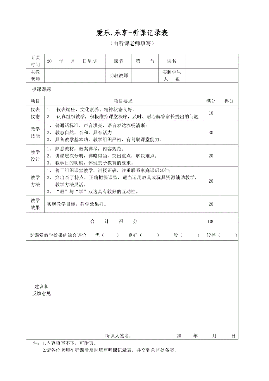 听课记录表模板_第1页