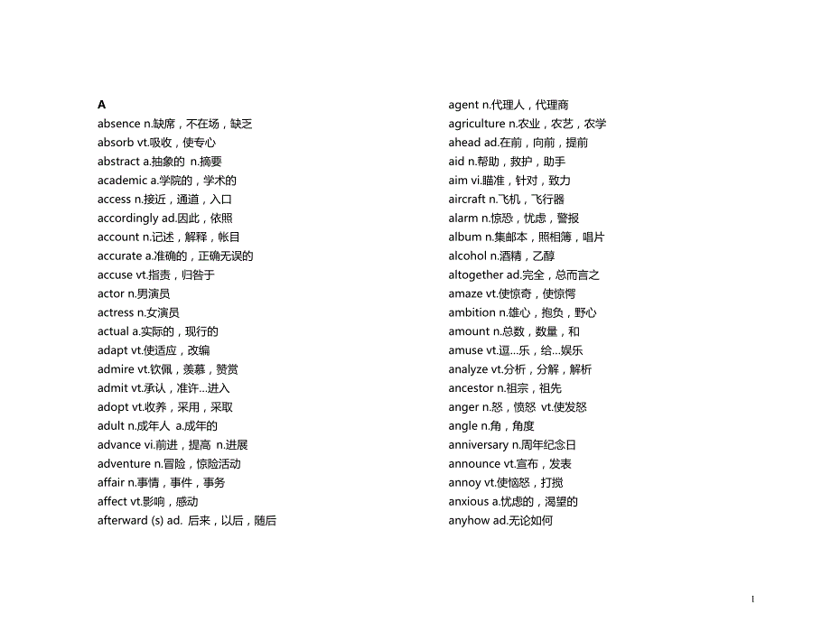 高考英语高频单词必备完美版1000词左右_第1页