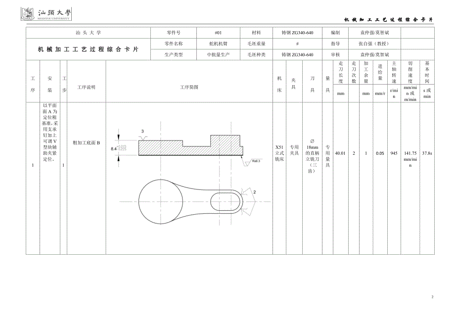 含封面四足机械狗舵机臂机械加工工艺过程综合卡片_第2页