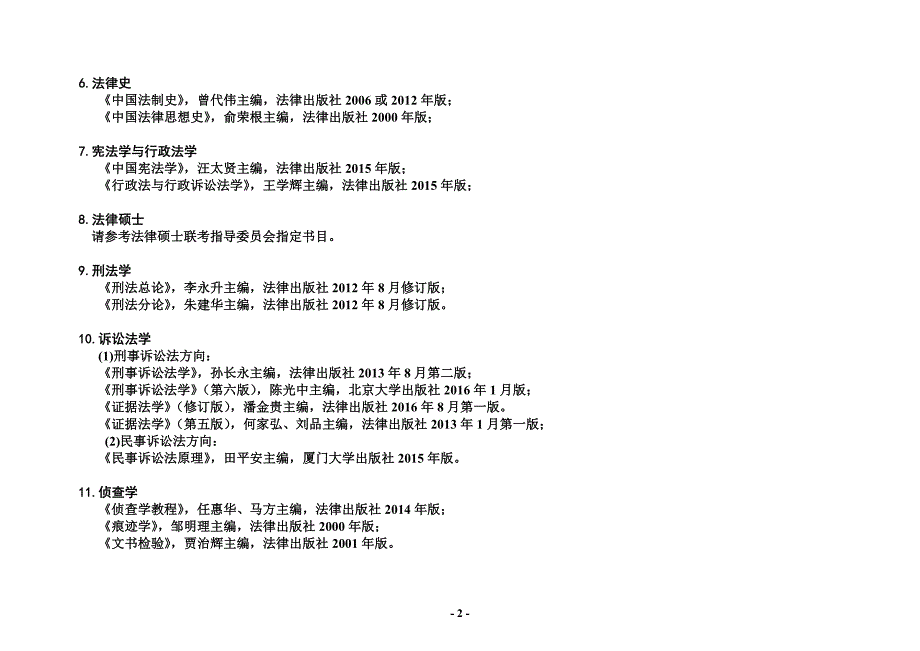 2017年西政招收硕士学位研究生考试参考范围_第2页