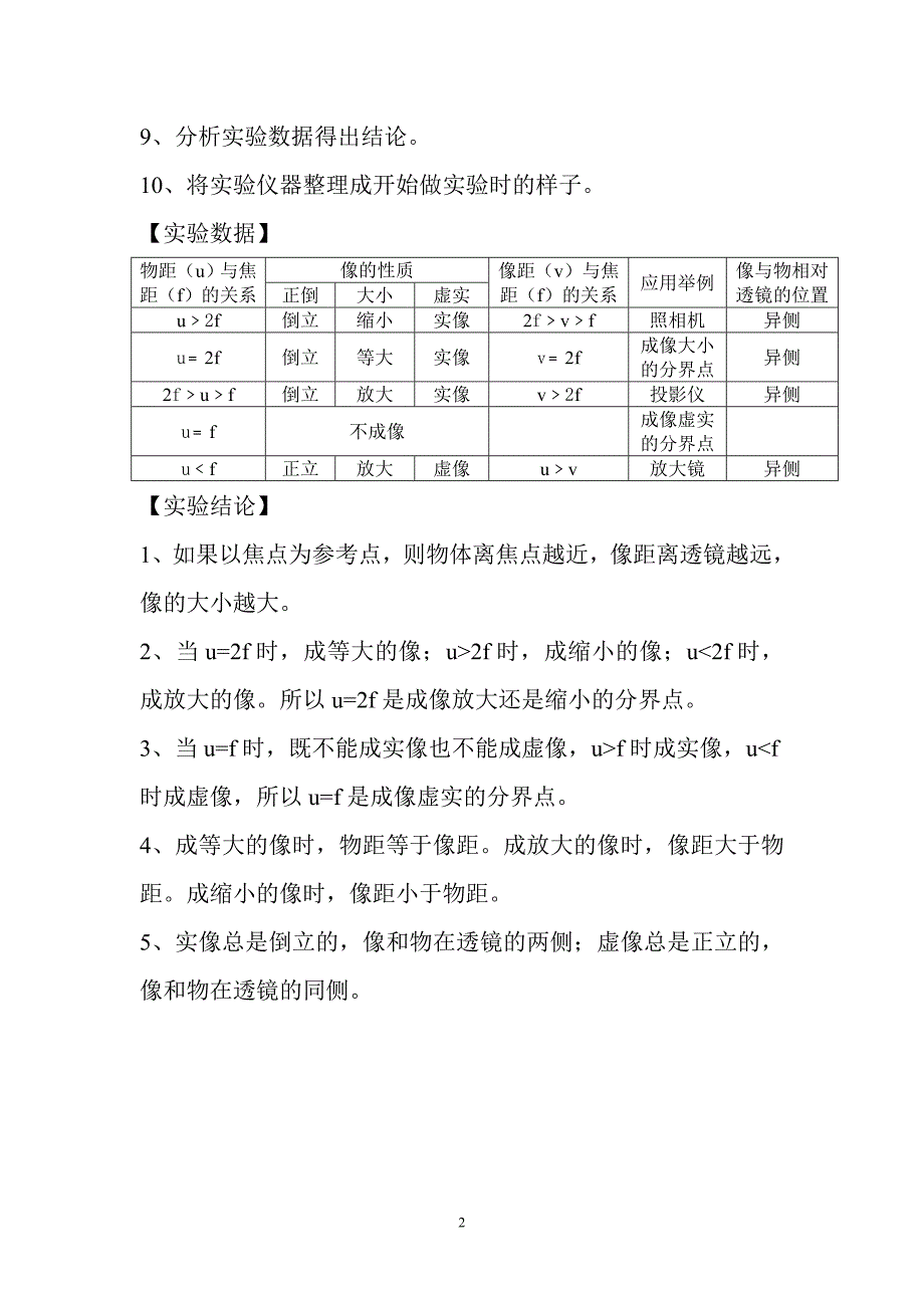 物理实验报告探究凸透镜成像的规律_第2页