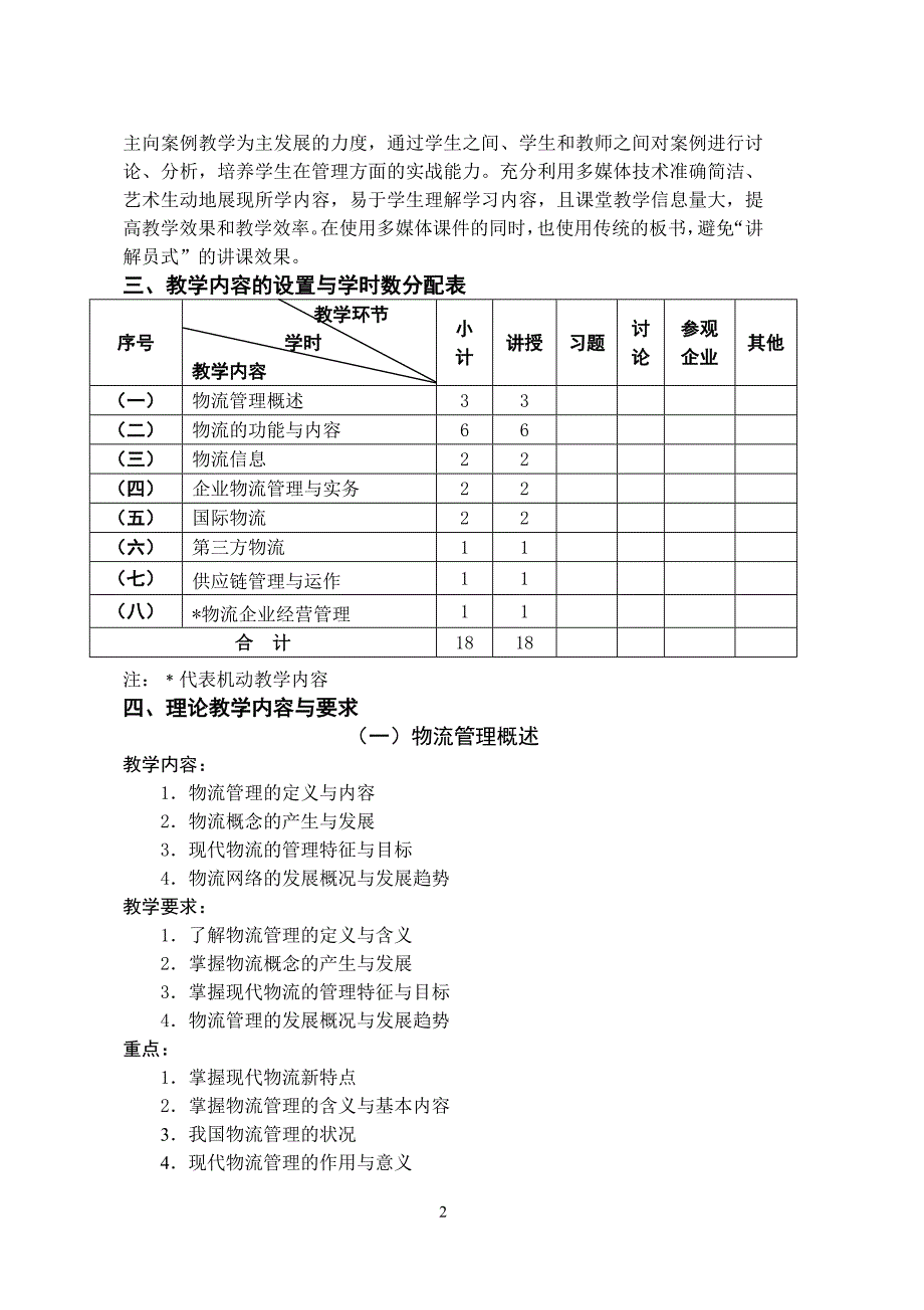 《物流管理》课程教学大纲(2014年)_第3页