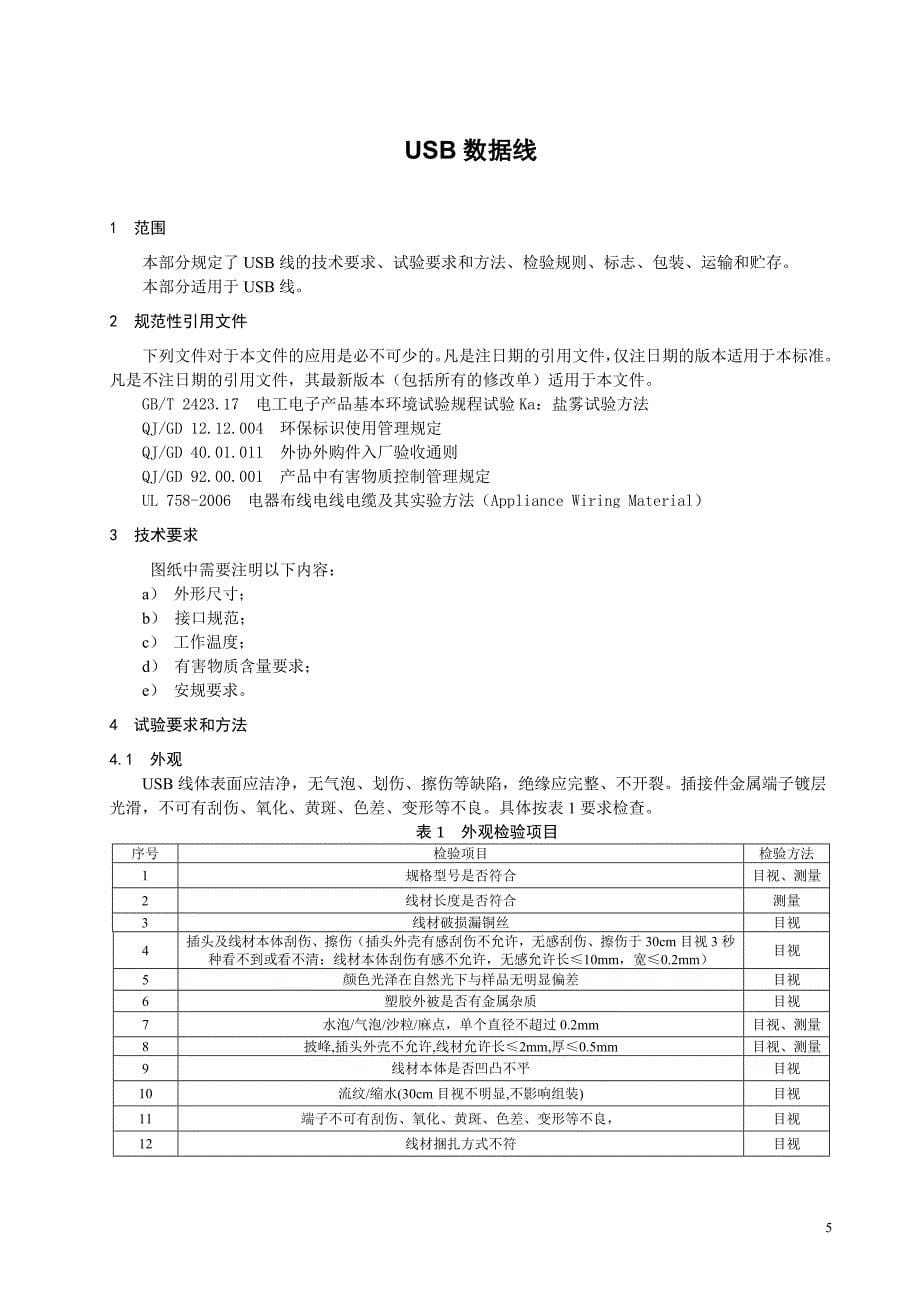 usb数据线检验规范_第5页