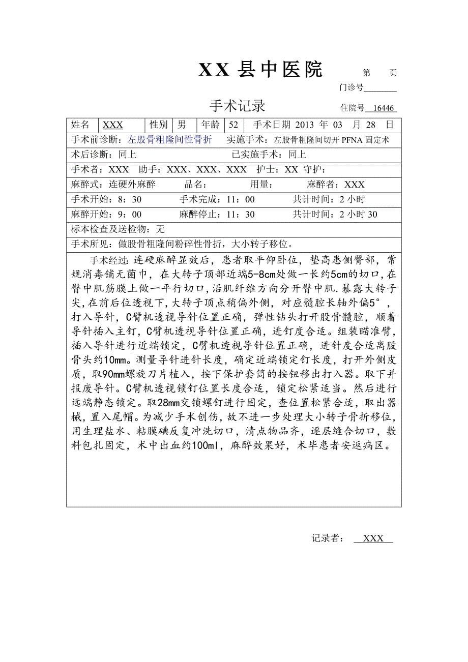 股骨粗隆间骨折病例模版_第5页