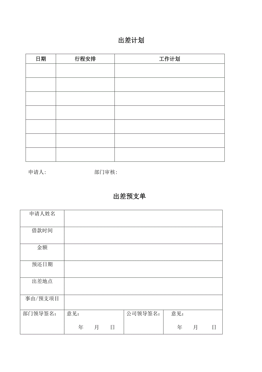 出差费用预支及计划表_第2页