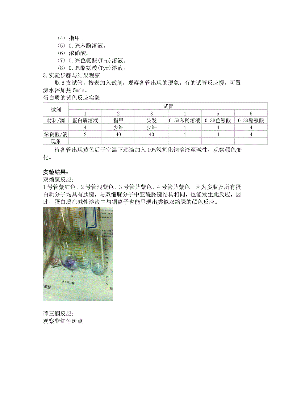 生物化学实验一 蛋白质和氨基酸的呈色反应_第3页