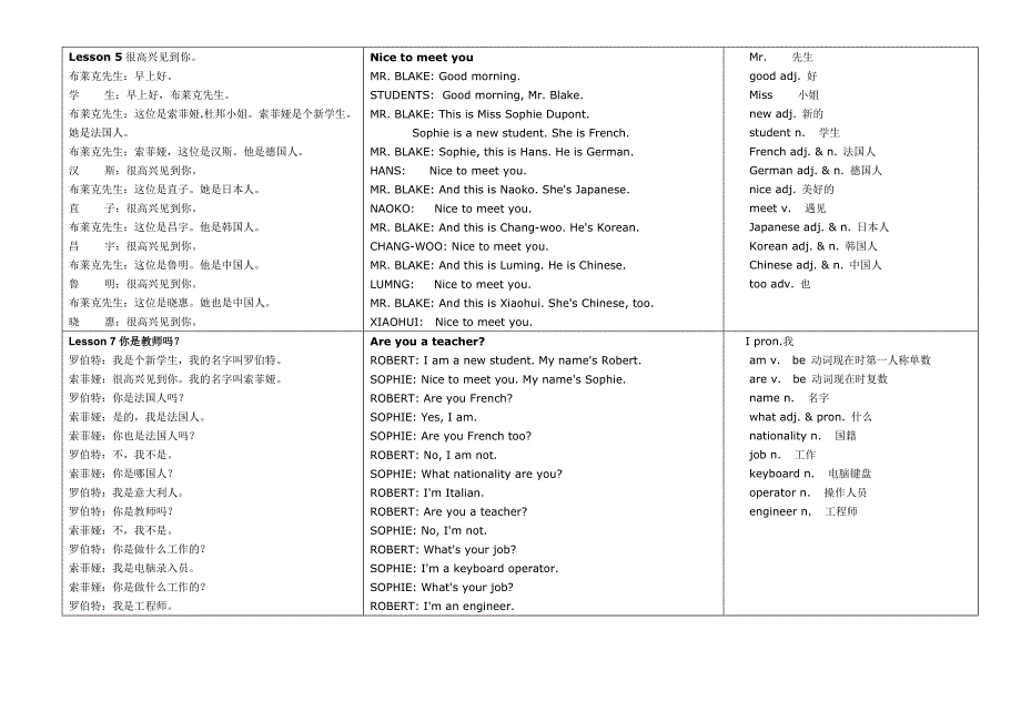 新概念第一册课文及词汇_第2页