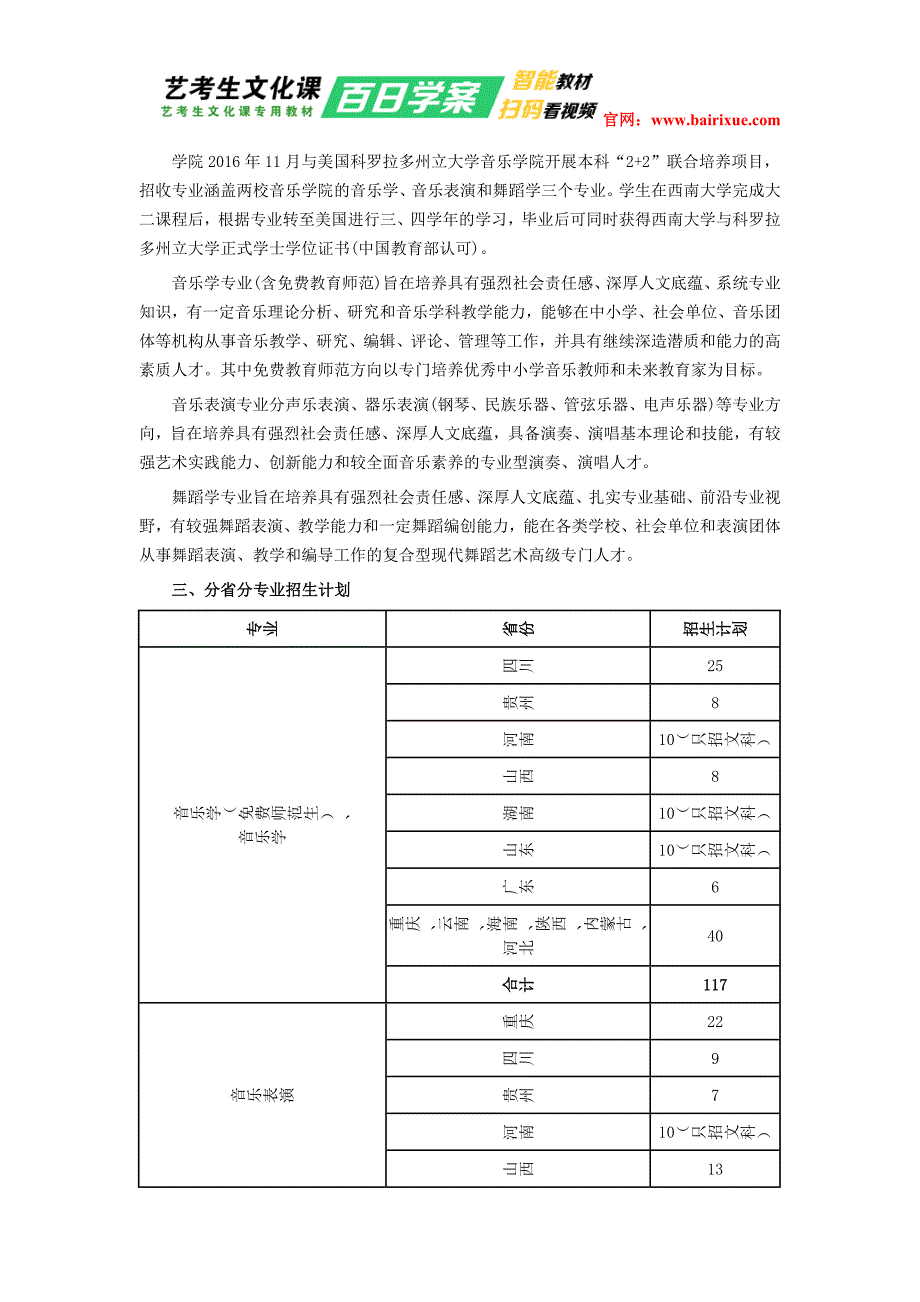 西南大学2018年音乐类、舞蹈学招生简章_第2页