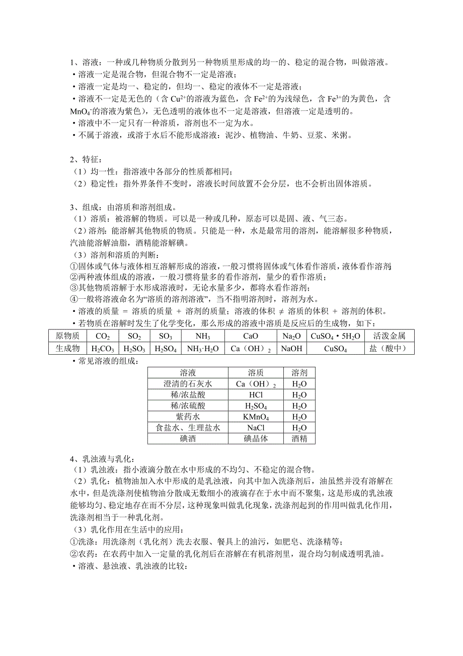 溶液知识点_第1页