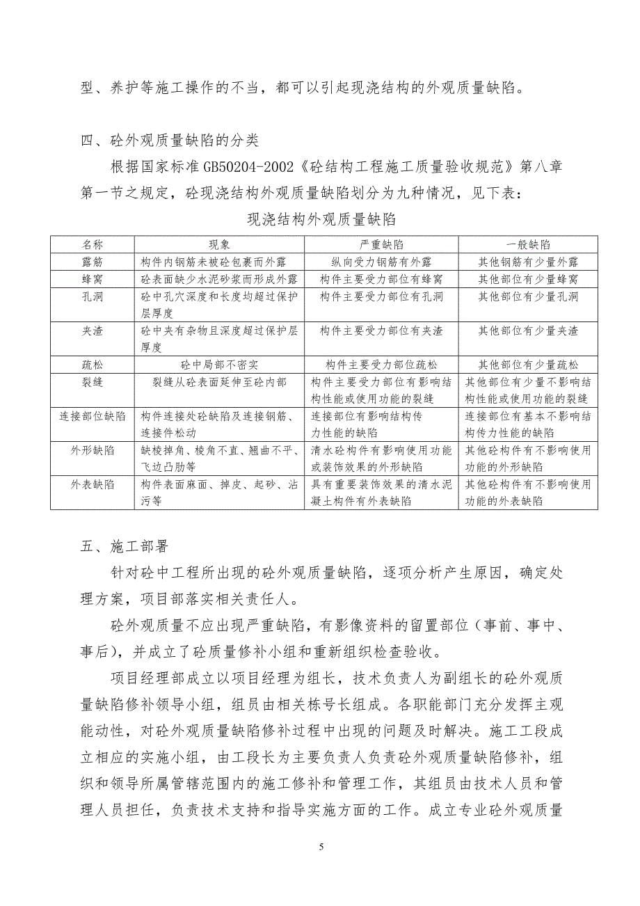 混凝土外观缺陷及处理方案_第5页