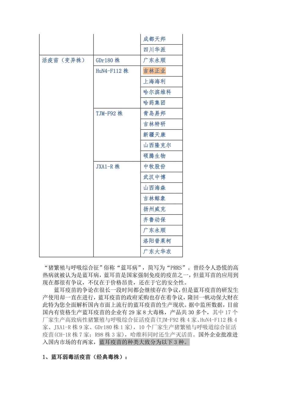 蓝耳苗8大毒株29个厂家_第2页