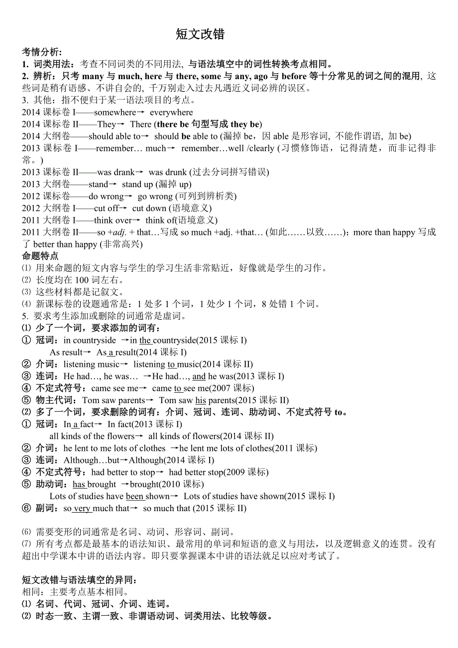 高考短文改错知识点总结_第1页