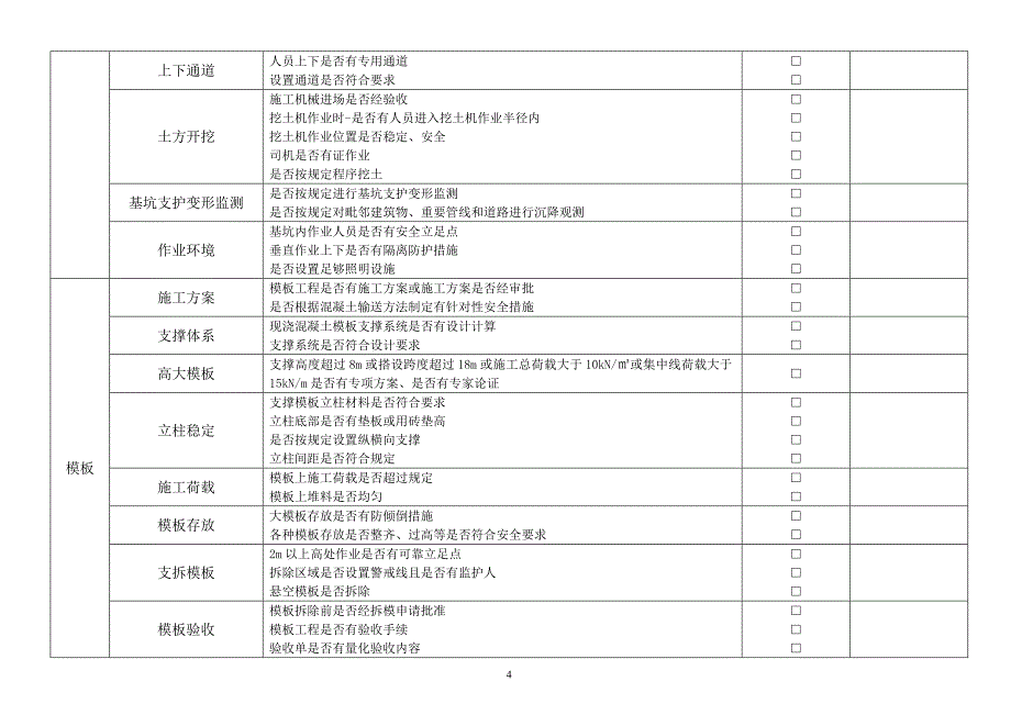 建筑施工现场安全检查表-2017_第4页