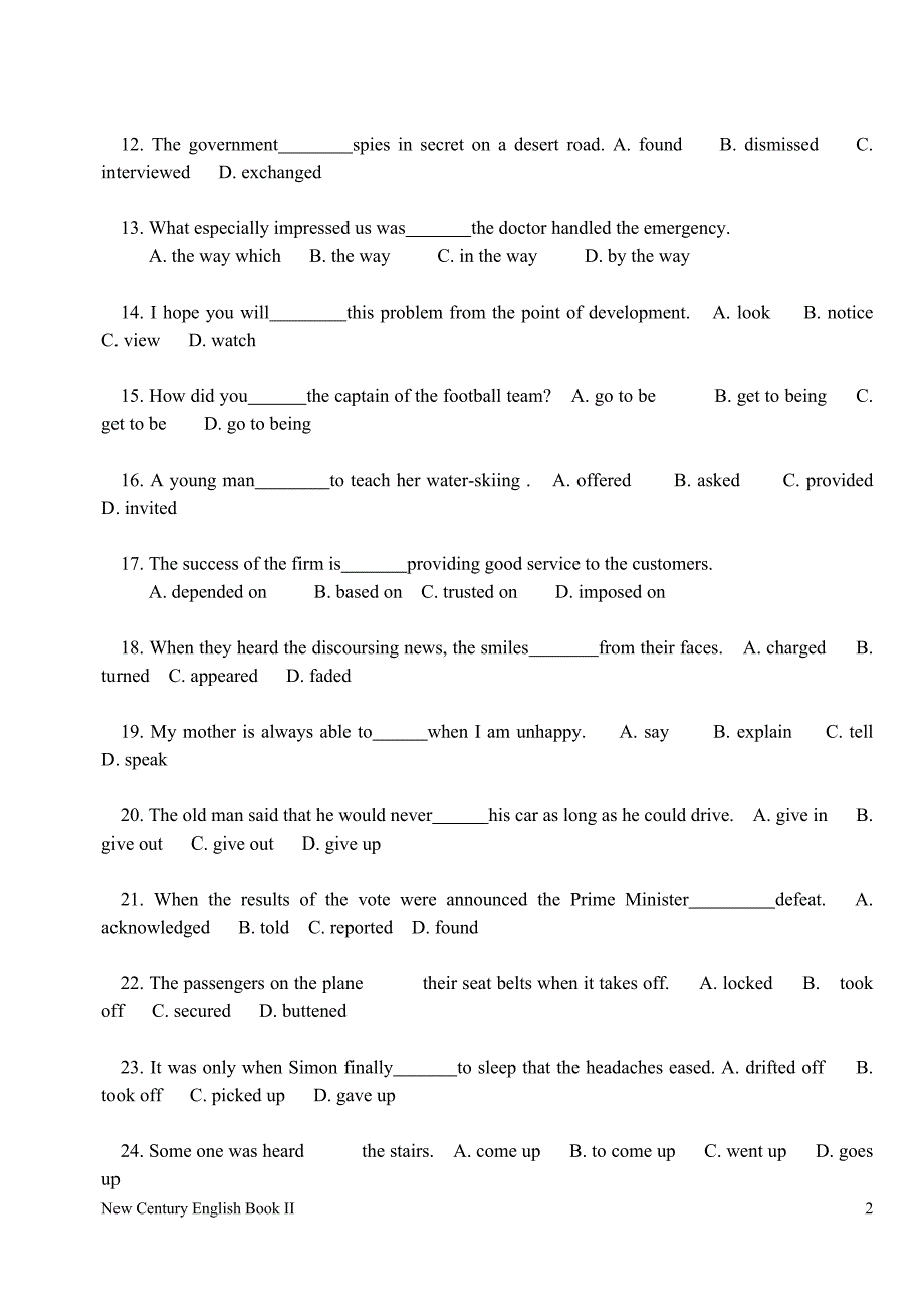 英语试卷及答案（一）_第2页