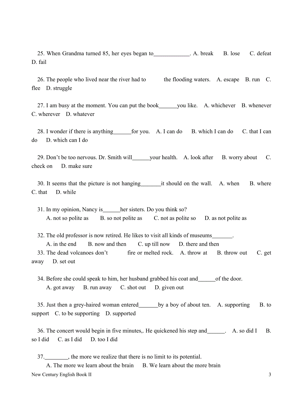英语试卷及答案（一）_第3页
