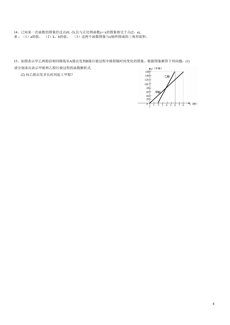 一次函数图像与性质专项练习_第4页