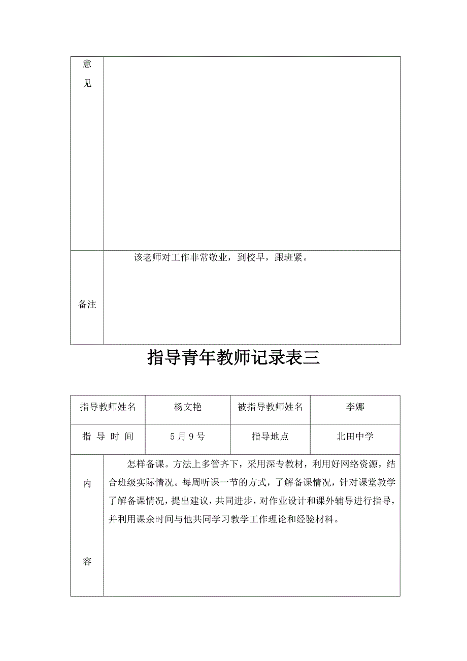 指导青年教师记录表一_第3页