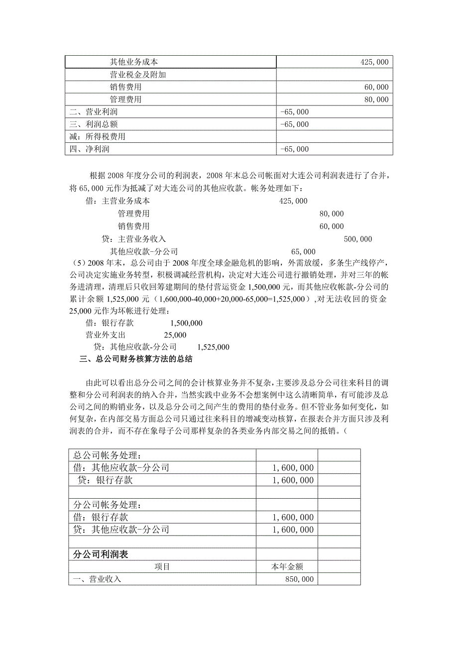 总公司与分公司合并报表编制举例_第3页