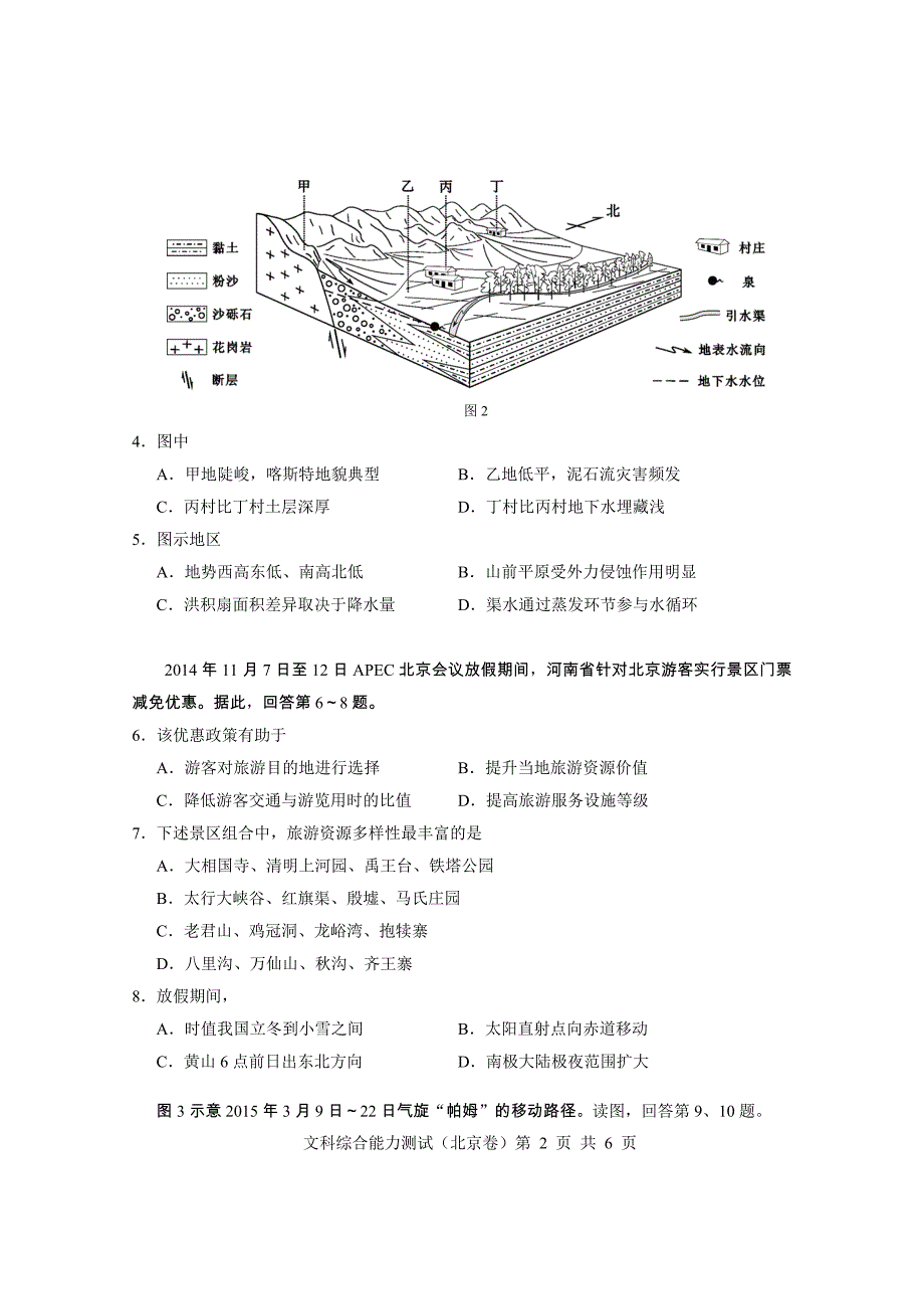 2015高考地理(北京卷)_第2页