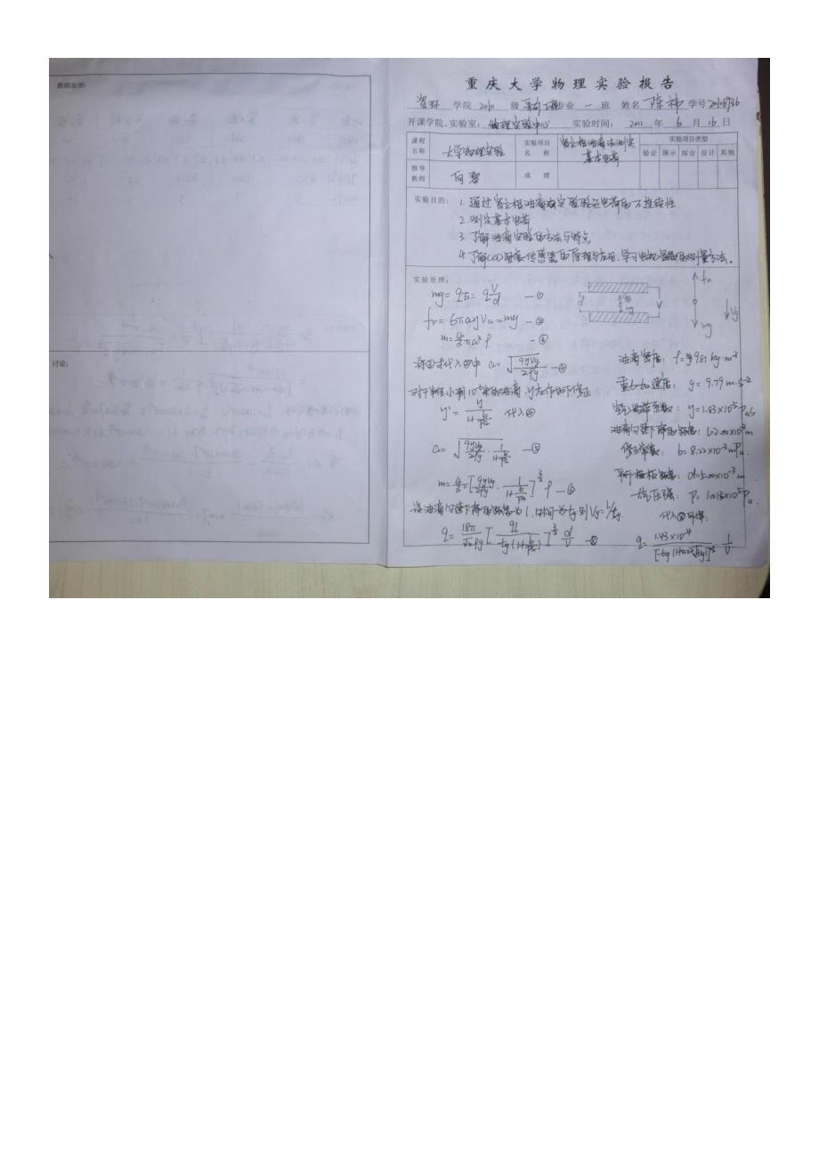 重庆大学大物实验报告_第1页
