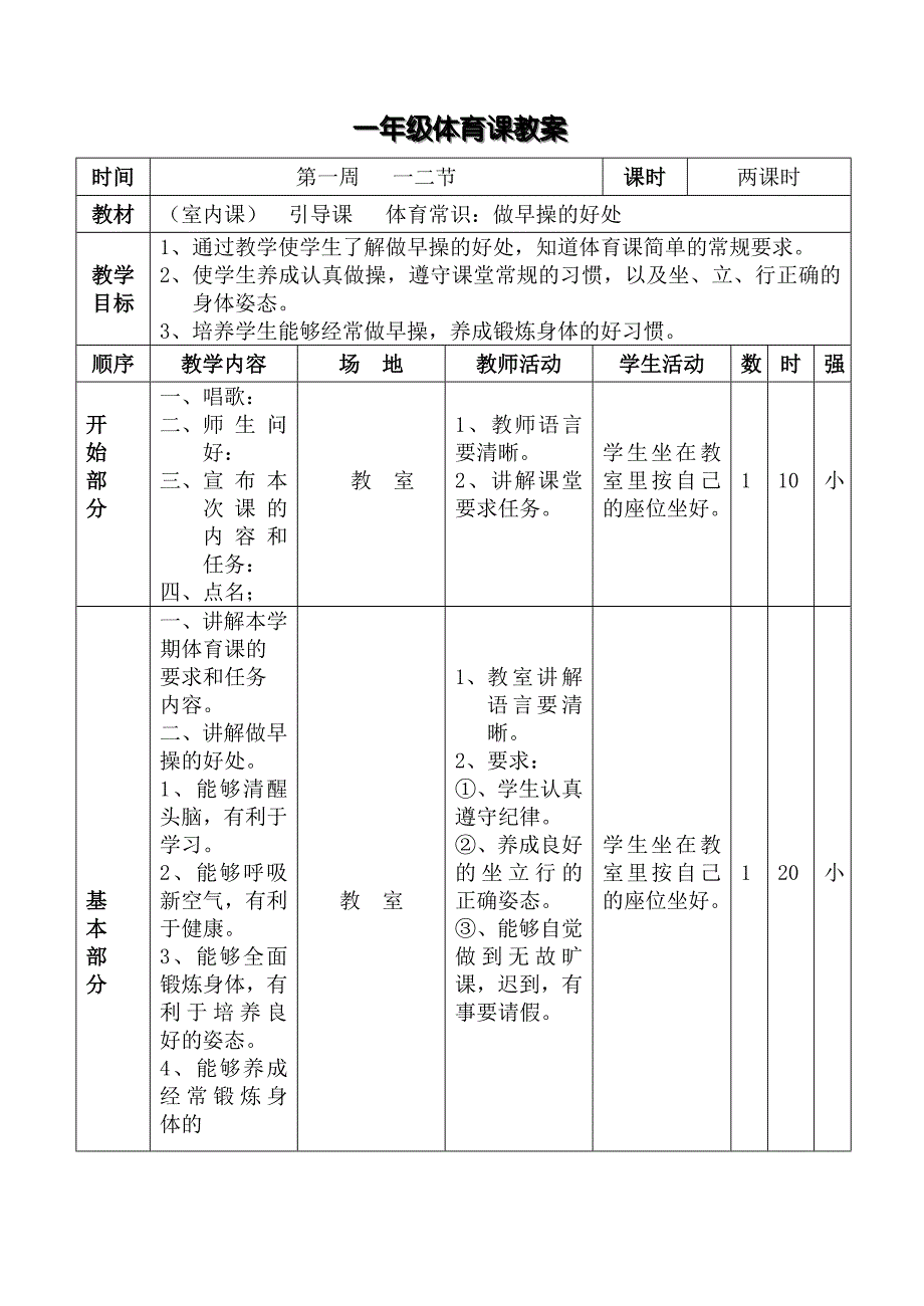 人教版新课标小学一年级体育全套的教案(表格式共68页)_第3页