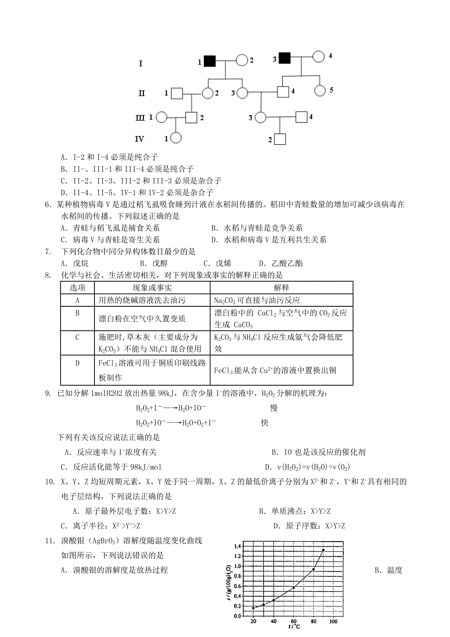 2014高考全国新课标1卷理综试题含答案解析word版_第2页