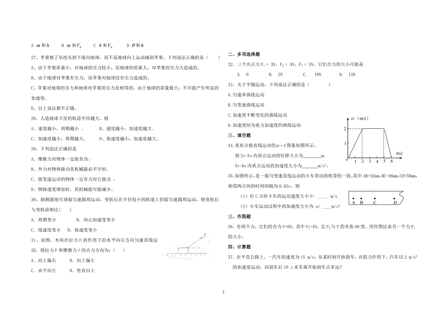 2018物理会考复习,考试试题5_第3页