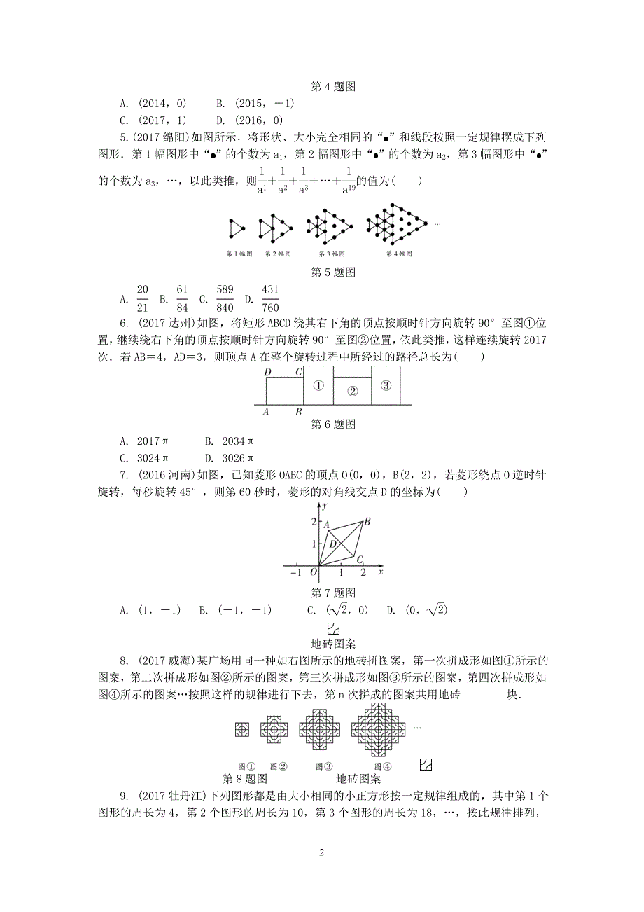 2018春中考数学《图形规律题：针对演练》_第2页