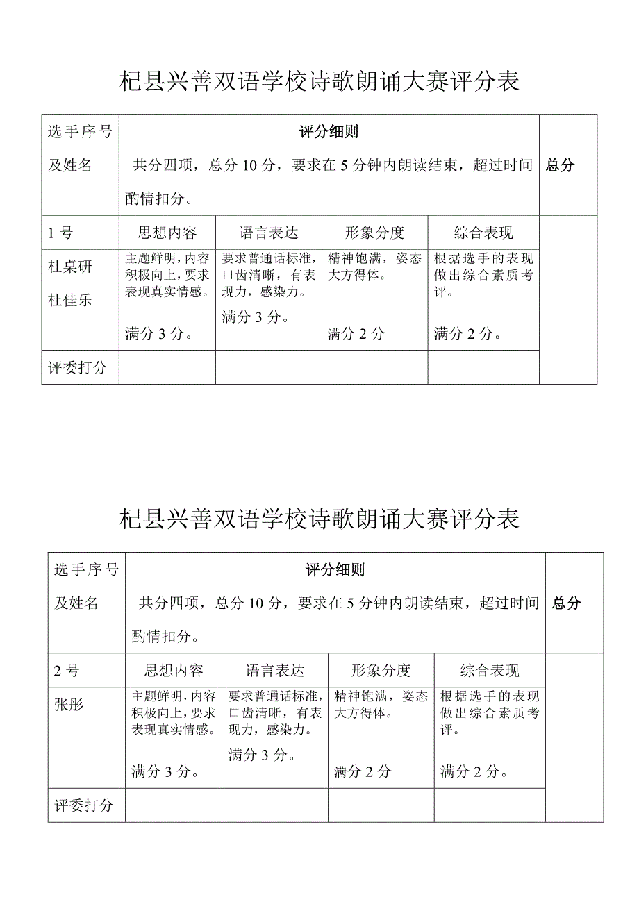 诗歌朗诵比赛评分表【优质】_第1页