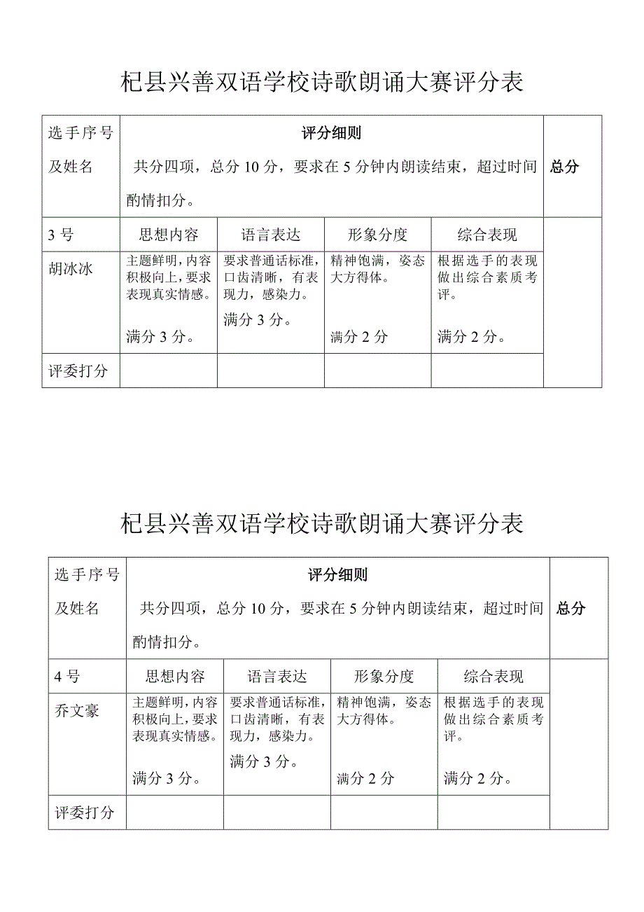 诗歌朗诵比赛评分表【优质】_第2页