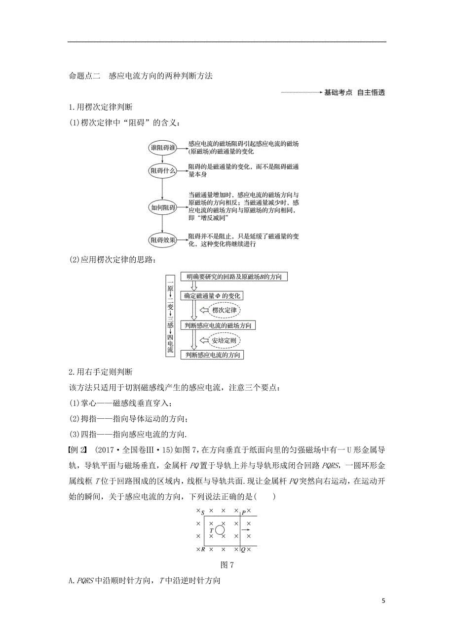 2019年度高考物理一轮复习第十章电磁感应第1讲电磁感应现象楞次定律学案_第5页