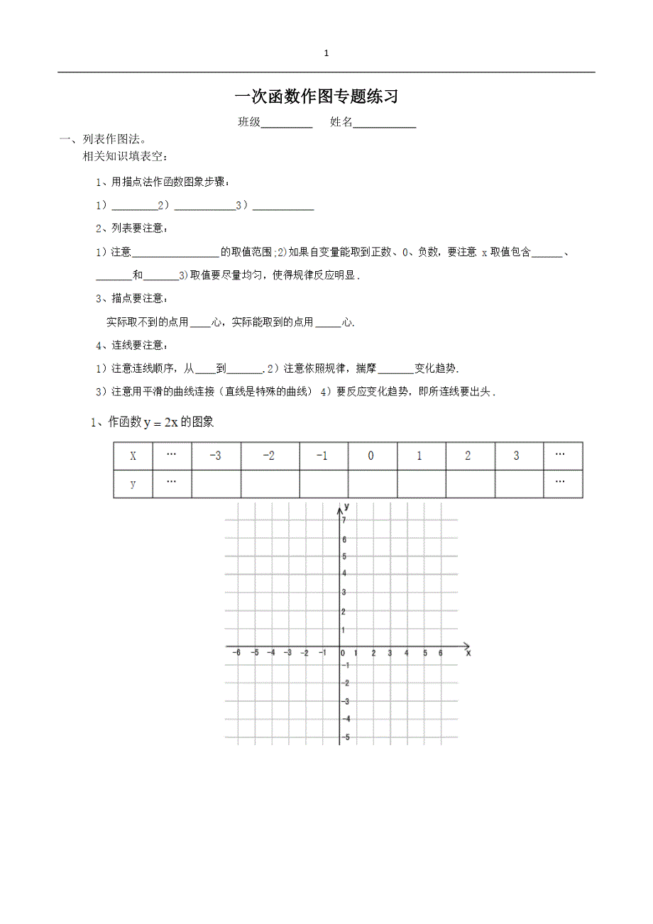 一次函数作图专题练习_第1页