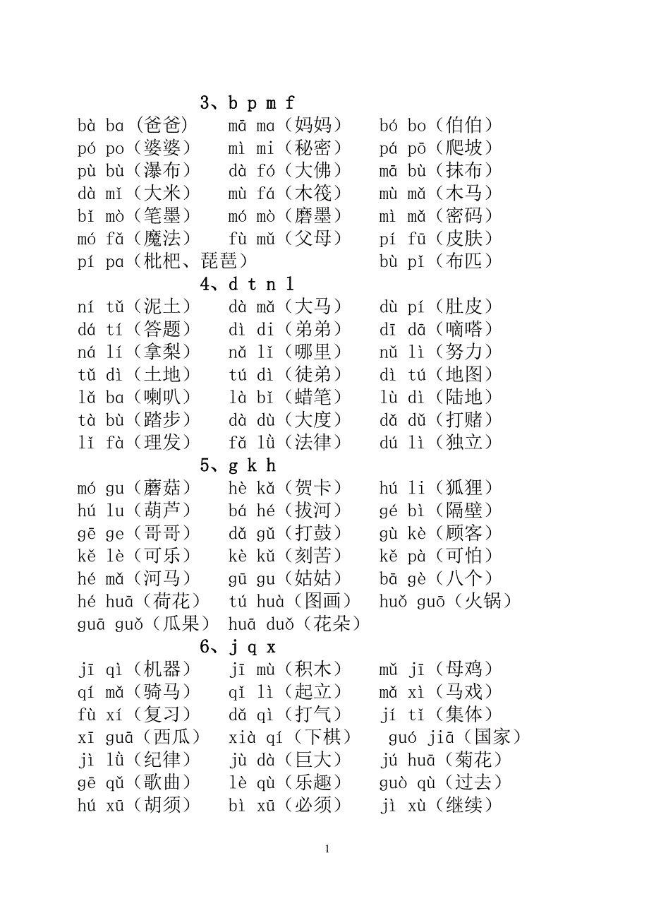 汉语拼音音节词_第1页