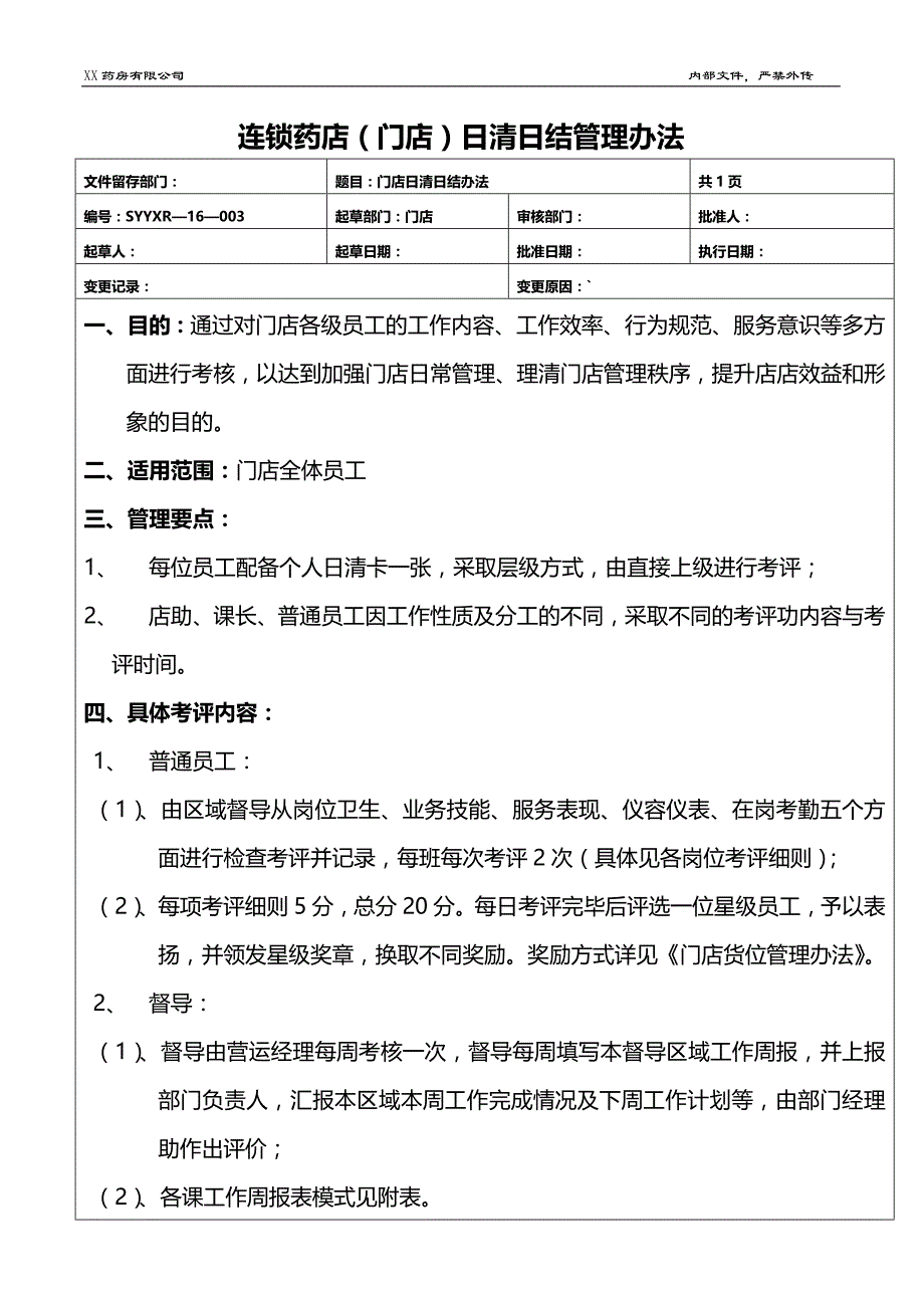 连锁药店和门店日清日结管理办法_第1页