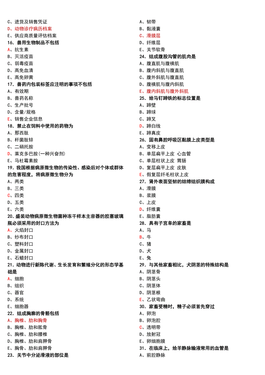 2009---11年执业兽医考试真题附答案详解 (2)_第2页