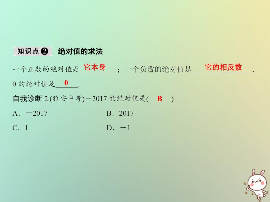 2018年秋七年级数学上册 第1章 有理数 1.2 数轴、相反数和绝对值（第3课时）课件 （新版）沪科版_第3页