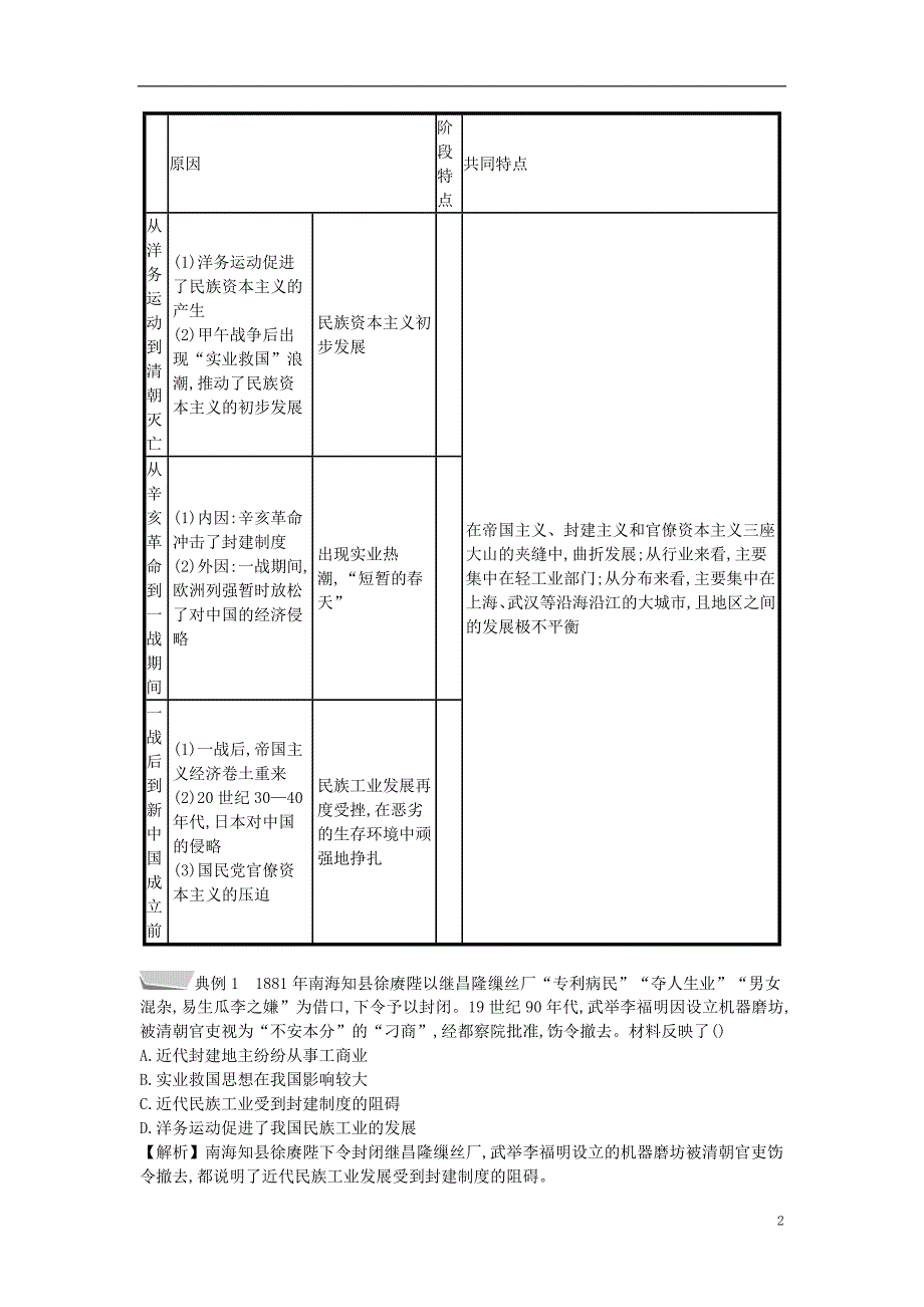 2018年秋八年级历史上册 第八单元 近代经济、社会生活与教育文化事业的发展单元提升 新人教版_第2页