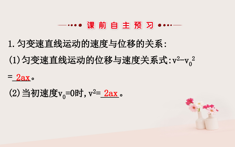 2018-2019学年高中物理 第二章 匀变速直线运动的研究 2.4 匀变速直线运动的速度与位移的关系课件 新人教版必修1_第3页