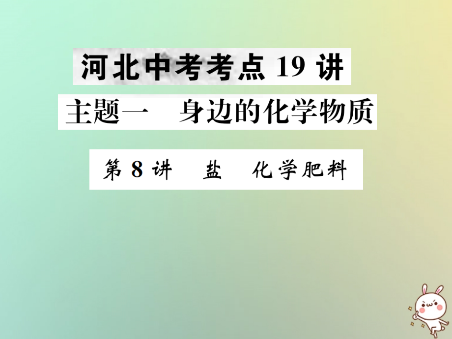 （河北专版）2019年中考化学复习 主题一 身边的化学物质 第8讲 盐 化学肥料课件_第1页