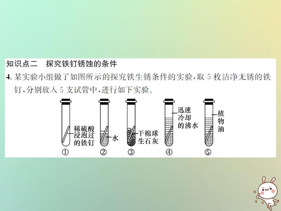 （遵义专版）2018年秋九年级化学全册 第5章 金属的冶炼与利用 基础实验4 常见金属的性质课件 沪教版_第5页