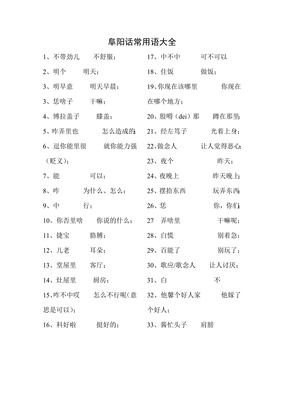 阜阳话常用语_第1页