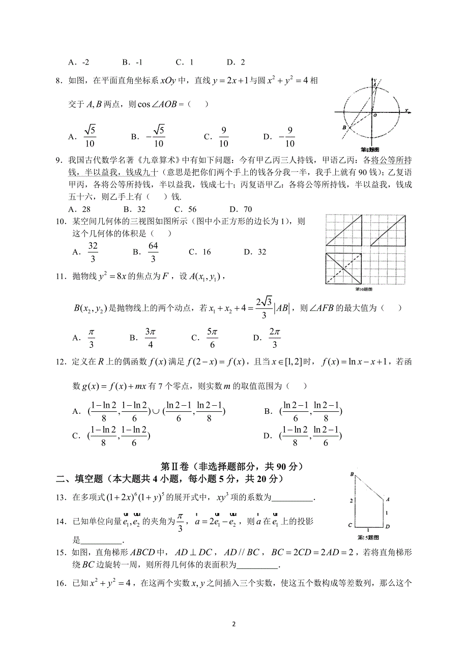 江西省南昌市2017届高三第一次模拟考试(理数)_第2页