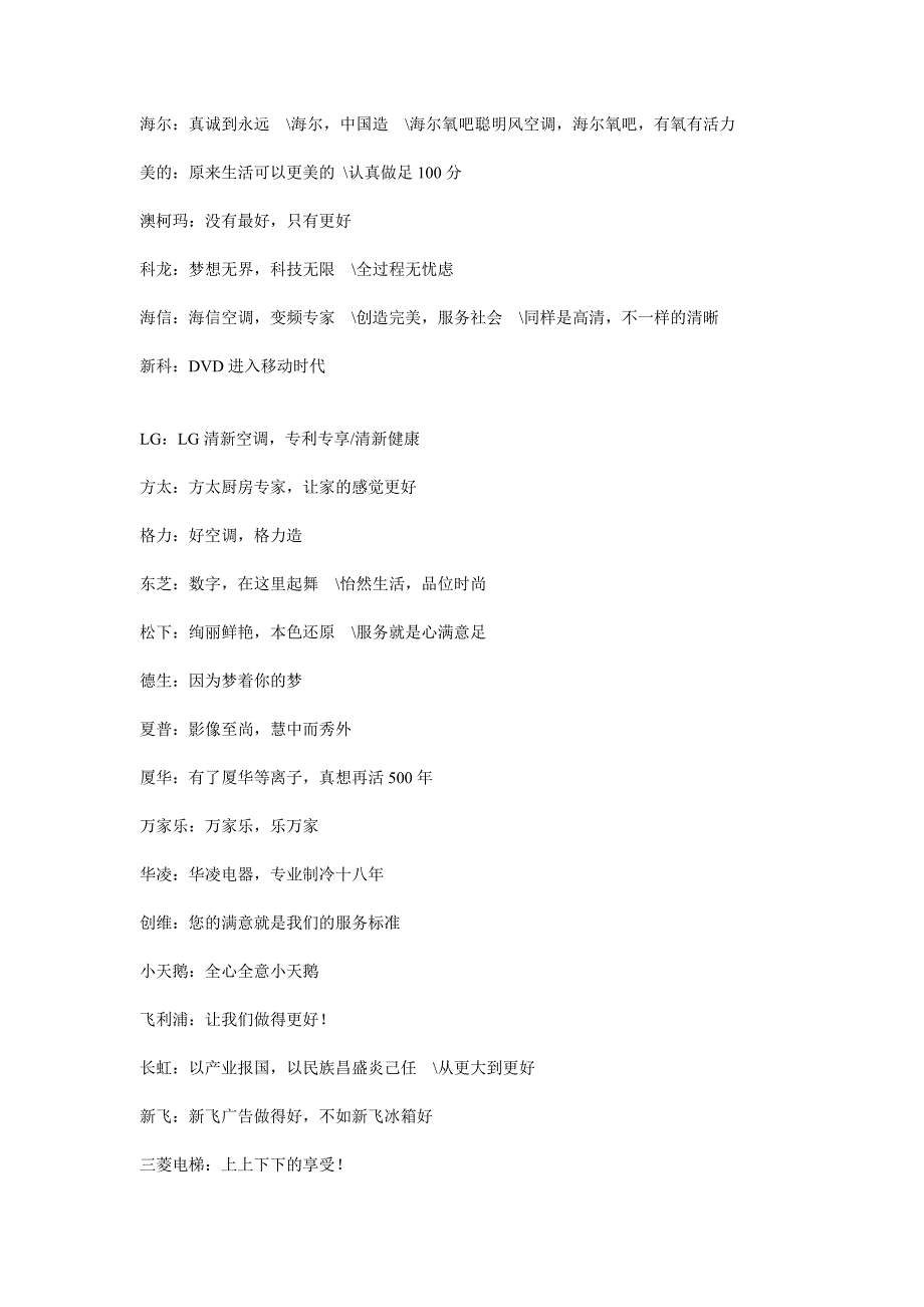 家电类广告语_第1页