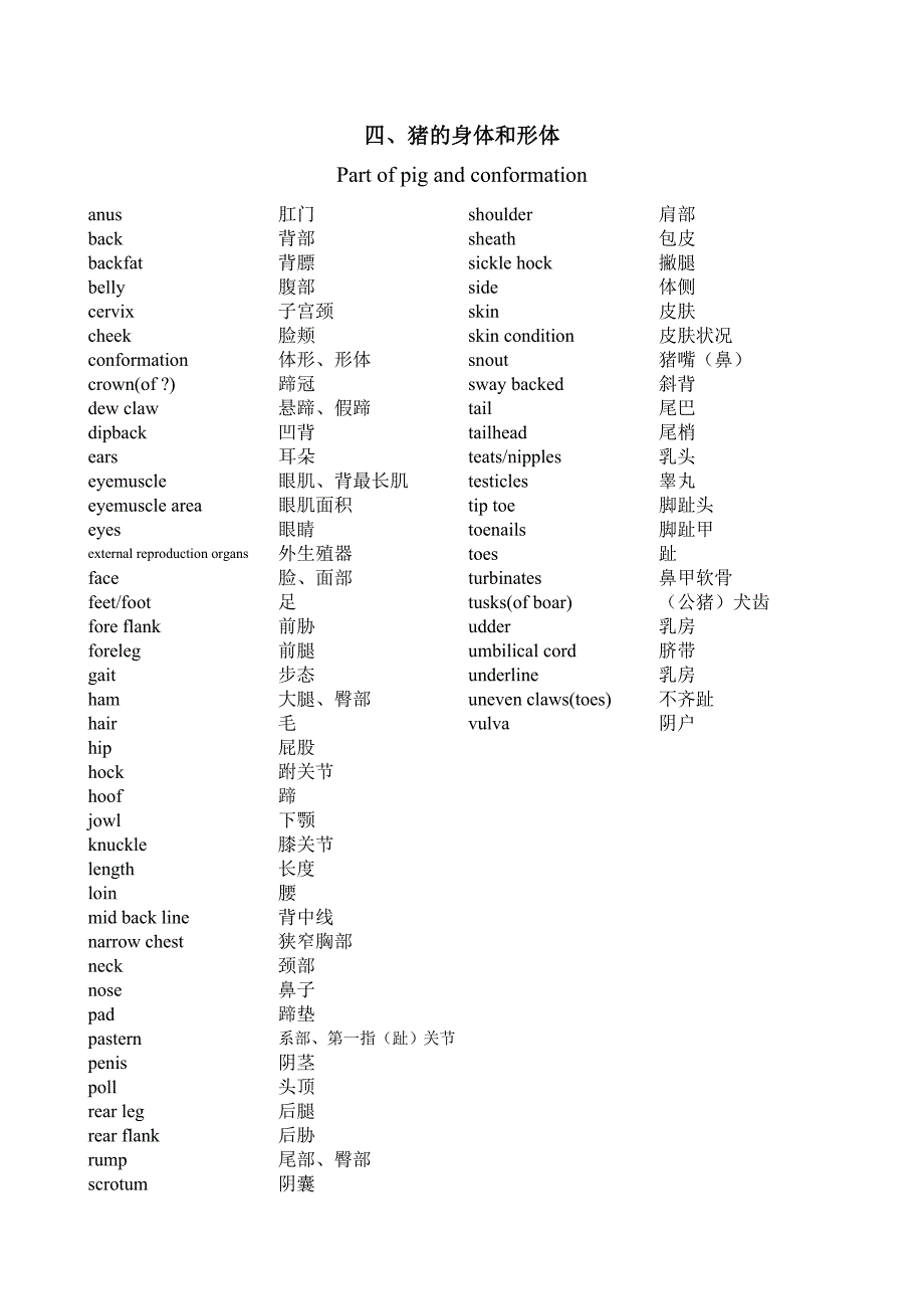 畜牧专业英语词汇(养猪方向)_第4页