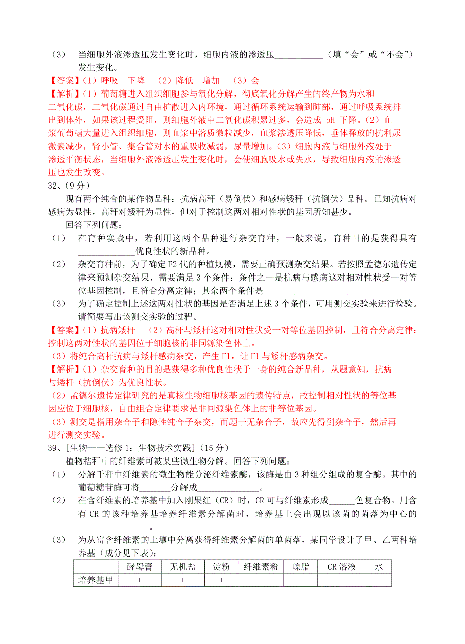 2014年高考理综新课标卷i生物试题(答案及解析)_第4页