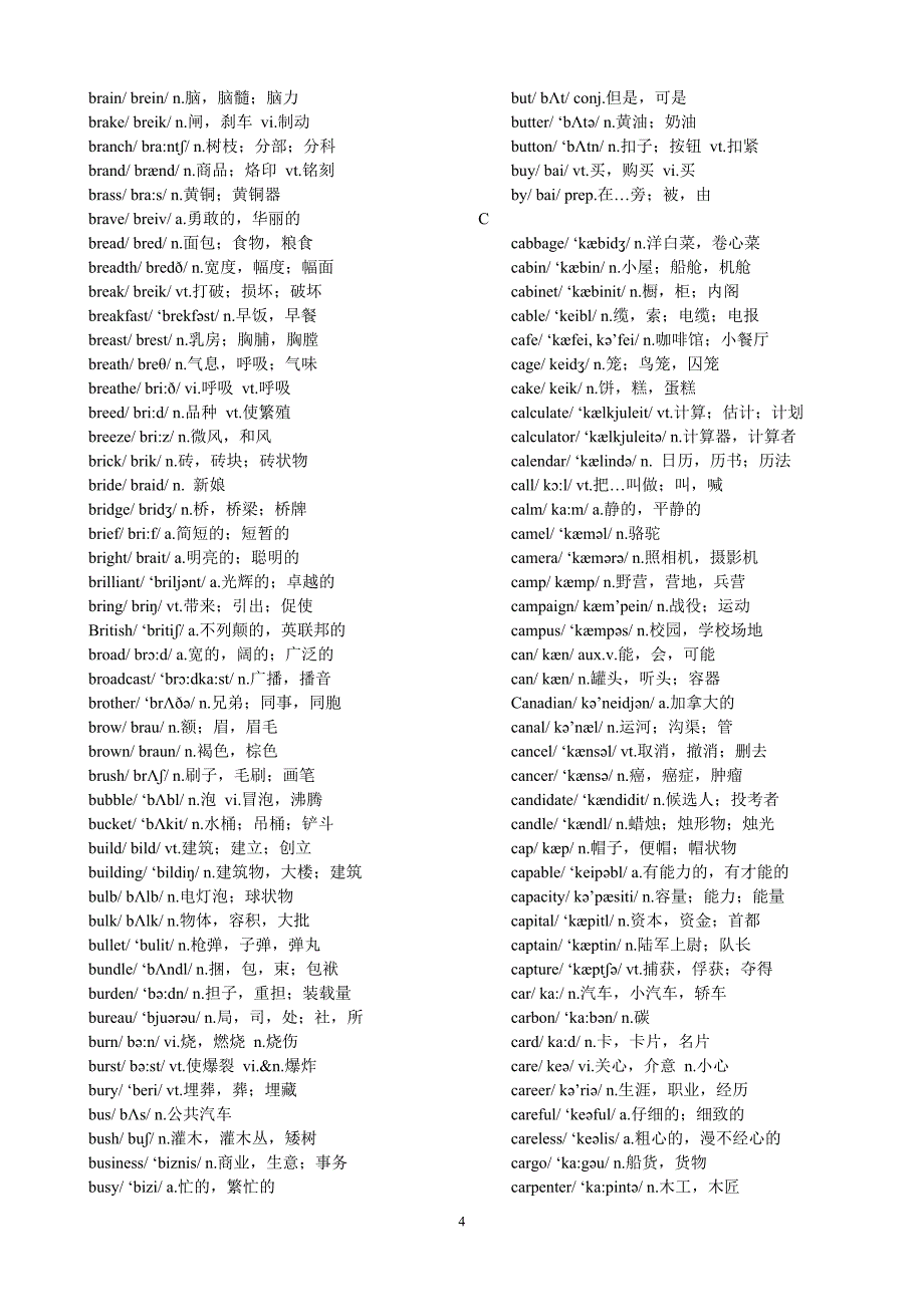 2018年英语四级词汇表含音标加强版_第4页
