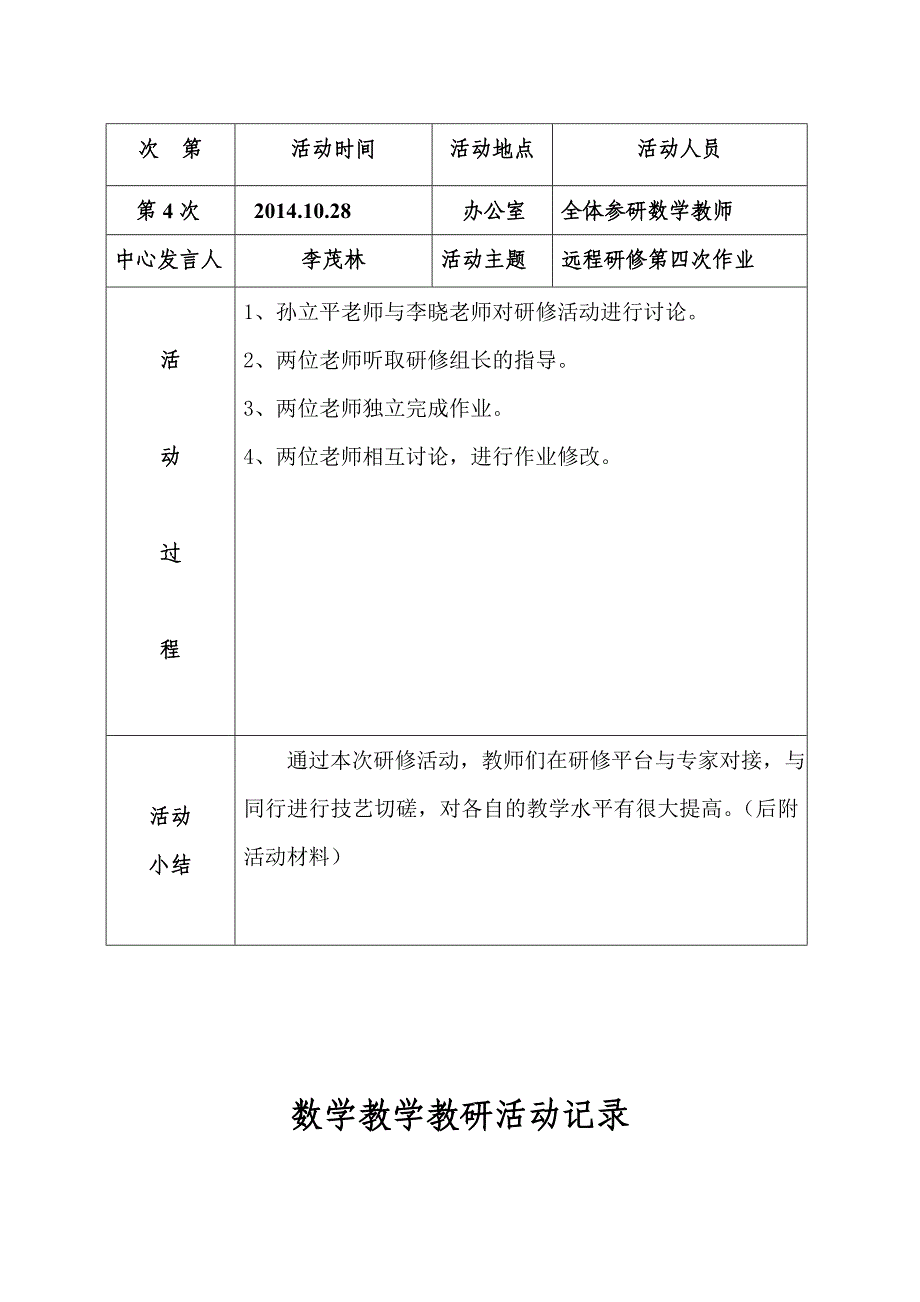 数学教学教研活动记录_第4页